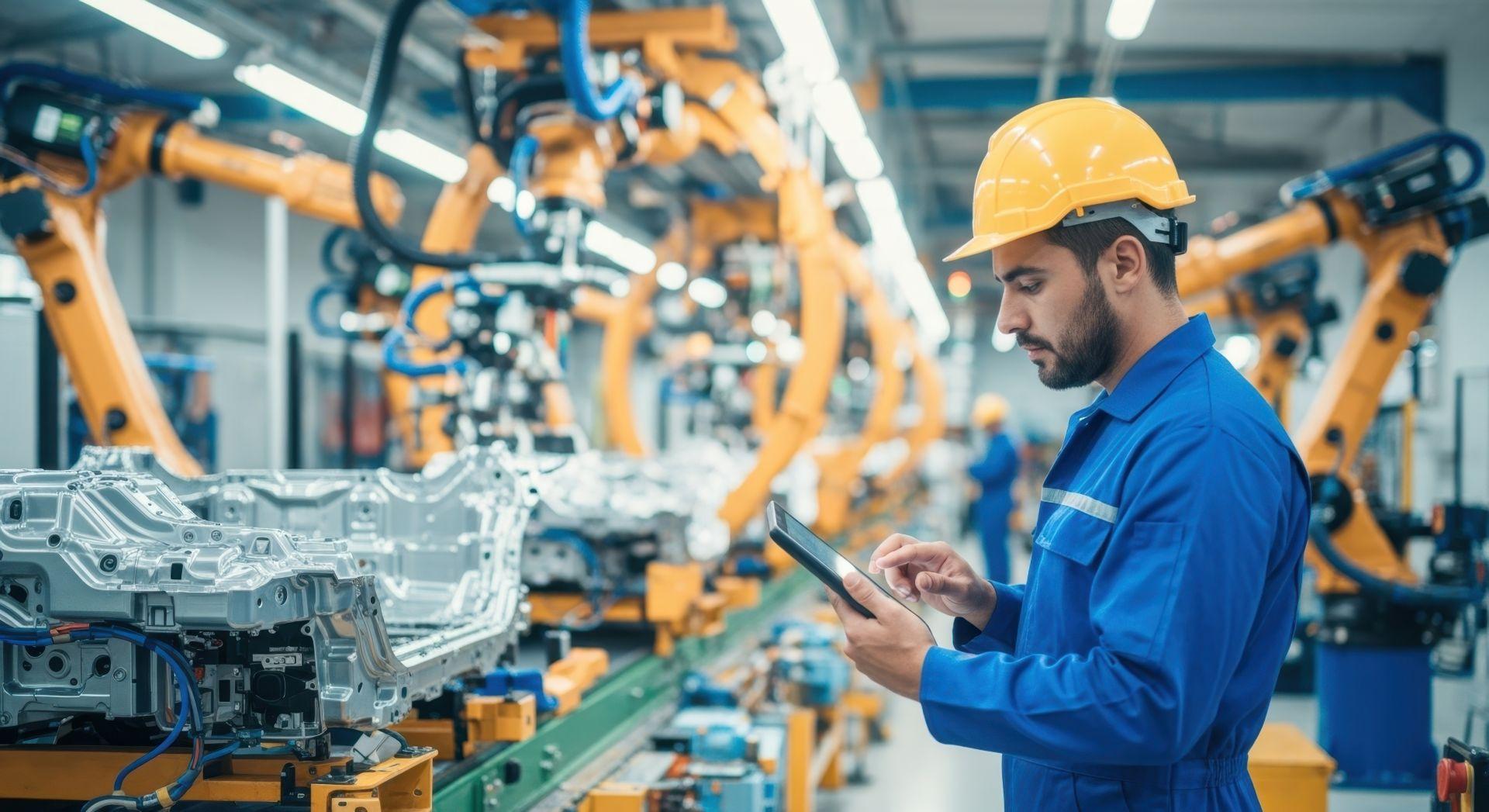Ingenieur kontrolliert Produktionsprozess mit Kabelkonfektion in automatisierter Fertigung
