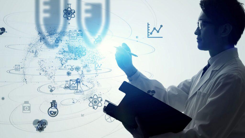 Hand zeichnet digitales Diagramm fuer Marktanalysen und optimierte Post Market Surveillance Prozesse in der Medizintechnik